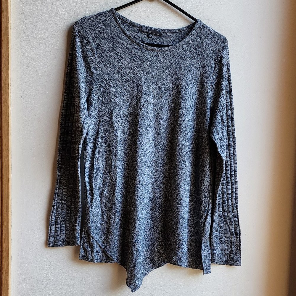 89th & Madison Gray Angled/Ribbed Scoop Neck Jersey Size Medium